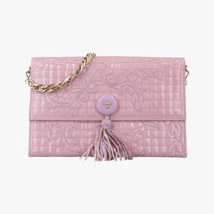Pre-owned VERSACE Medusa quilted chain Pink Patent shoulderbag | stylenewstar