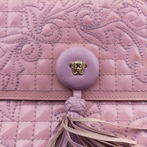 Pre-owned VERSACE Medusa quilted chain Pink Patent shoulderbag | stylenewstar