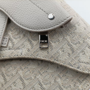 Pre-owned Christian Dior Saddle White Jacquard × Leather shoulderbag | stylenewstar