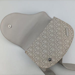 Pre-owned Christian Dior Saddle White Jacquard × Leather shoulderbag | stylenewstar