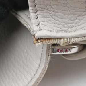 Pre-owned Christian Dior Saddle White Jacquard × Leather shoulderbag | stylenewstar