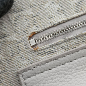 Pre-owned Christian Dior Saddle White Jacquard × Leather shoulderbag | stylenewstar