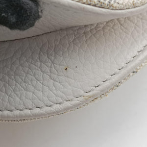 Pre-owned Christian Dior Saddle White Jacquard × Leather shoulderbag | stylenewstar