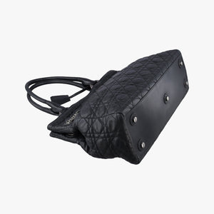 Pre-owned Christian Dior Cannage stitching Black Lambskin handbag | stylenewstar