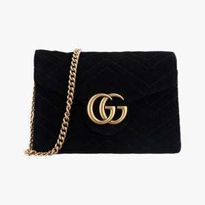 Vintage Gucci GG Marmont Black velour 474575 shoulderbag | stylenewstar