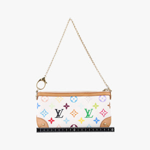 Pre-owned Louis Vuitton Pochette Mira MM Pouch white Monogram Multicolor M60096 handbag | stylenewstar