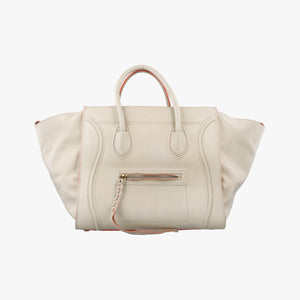 Pre-owned Celine Luggage Small Square Phantom Beige Leather handbag | stylenewstar
