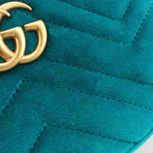 Pre-owned Gucci GG Marmont Blue velour 476434 bum bag/waist bag | stylenewstar