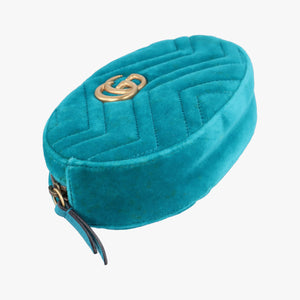 Pre-owned Gucci GG Marmont Blue velour 476434 bum bag/waist bag | stylenewstar