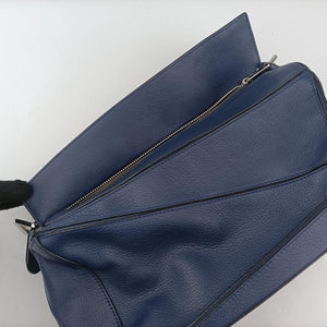 Pre-owned Loewe Puzzle Blue Leather handbag | stylenewstar