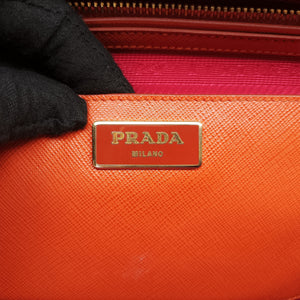 Pre-owned Prada Galleria Orange×red SAFFIANO Leather BN1844 shoulderbag | stylenewstar