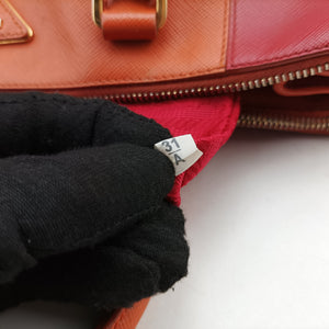 Pre-owned Prada Galleria Orange×red SAFFIANO Leather BN1844 shoulderbag | stylenewstar