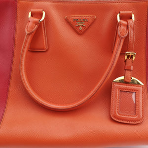 Pre-owned Prada Galleria Orange×red SAFFIANO Leather BN1844 shoulderbag | stylenewstar