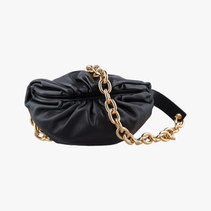 Pre-owned Bottega Veneta The Chain Pouch Black Leather bum bag/waist bag | stylenewstar