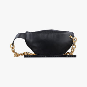 Pre-owned Bottega Veneta The Chain Pouch Black Leather bum bag/waist bag | stylenewstar