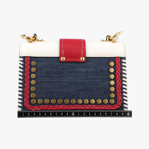 Pre-owned Prada Cahier tassen Leder Multicolour Leather×Denim 1BD045 shoulderbag | stylenewstar