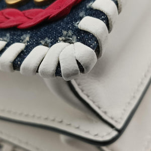 Pre-owned Prada Cahier tassen Leder Multicolour Leather×Denim 1BD045 shoulderbag | stylenewstar