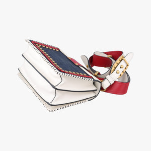 Pre-owned Prada Cahier tassen Leder Multicolour Leather×Denim 1BD045 shoulderbag | stylenewstar
