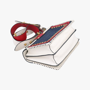 Pre-owned Prada Cahier tassen Leder Multicolour Leather×Denim 1BD045 shoulderbag | stylenewstar