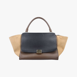 Vintage Celine Trapeze Beige × Black × Brown Suede × leather handbag | stylenewstar