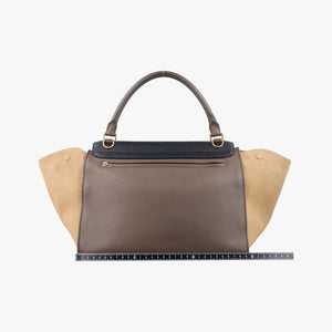 Vintage Celine Trapeze Beige × Black × Brown Suede × leather handbag | stylenewstar