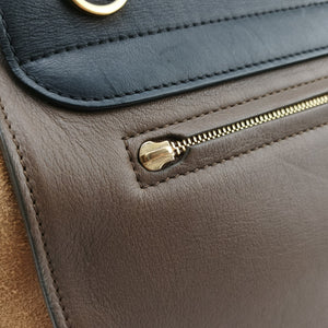 Vintage Celine Trapeze Beige × Black × Brown Suede × leather handbag | stylenewstar