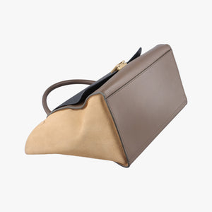 Vintage Celine Trapeze Beige × Black × Brown Suede × leather handbag | stylenewstar