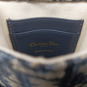 Pre-owned Christian Dior Saddle Phone holder Navy jacquard×Leather shoulderbag | stylenewstar