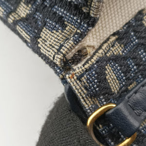 Pre-owned Christian Dior Saddle Phone holder Navy jacquard×Leather shoulderbag | stylenewstar