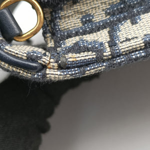Pre-owned Christian Dior Saddle Phone holder Navy jacquard×Leather shoulderbag | stylenewstar