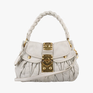 Secondhand Miu Miu Coffer Matelasse Grey Leather shoulderbag | stylenewstar