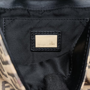 Pre-owned Fendi Zucchino Borsa Black×Beige canvas×leather 8BR429 handbag | stylenewstar