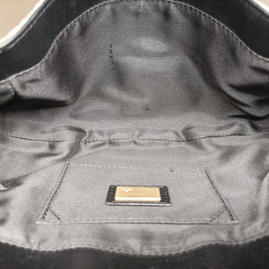 Pre-owned Fendi Zucchino Borsa Black×Beige canvas×leather 8BR429 handbag | stylenewstar
