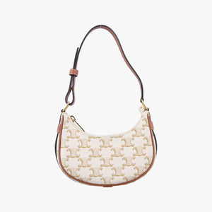 Pre-owned Celine Triomphe AVA Mini White PVC coated canvas handbag | stylenewstar