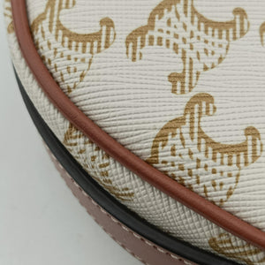 Pre-owned Celine Triomphe AVA Mini White PVC coated canvas handbag | stylenewstar