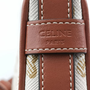 Pre-owned Celine Triomphe AVA Mini White PVC coated canvas handbag | stylenewstar