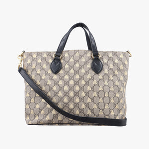 Pre-owned Gucci GG Supreme Bee Black× Beige PVC coated canvas×leather 473887 shoulderbag | stylenewstar