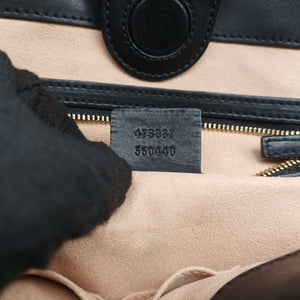 Pre-owned Gucci GG Supreme Bee Black× Beige PVC coated canvas×leather 473887 shoulderbag | stylenewstar