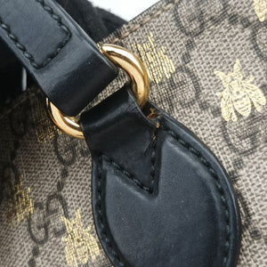 Pre-owned Gucci GG Supreme Bee Black× Beige PVC coated canvas×leather 473887 shoulderbag | stylenewstar
