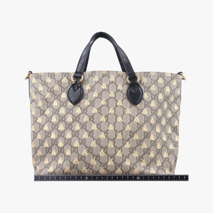 Pre-owned Gucci GG Supreme Bee Black× Beige PVC coated canvas×leather 473887 shoulderbag | stylenewstar