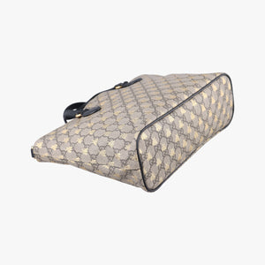 Pre-owned Gucci GG Supreme Bee Black× Beige PVC coated canvas×leather 473887 shoulderbag | stylenewstar