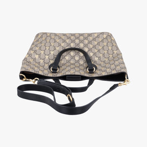 Pre-owned Gucci GG Supreme Bee Black× Beige PVC coated canvas×leather 473887 shoulderbag | stylenewstar