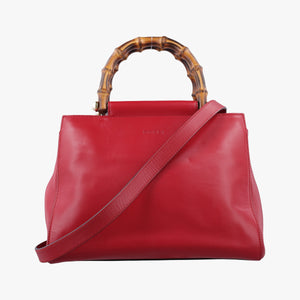 Pre-owned Gucci Bamboo Nymphaea Red Leather 453767 shoulderbag | stylenewstar