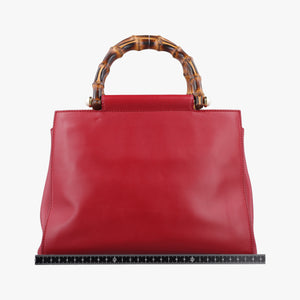 Pre-owned Gucci Bamboo Nymphaea Red Leather 453767 shoulderbag | stylenewstar