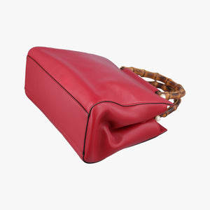 Pre-owned Gucci Bamboo Nymphaea Red Leather 453767 shoulderbag | stylenewstar