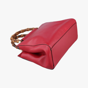 Pre-owned Gucci Bamboo Nymphaea Red Leather 453767 shoulderbag | stylenewstar