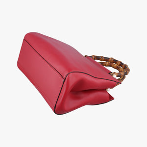 Pre-owned Gucci Bamboo Nymphaea Red Leather 453767 shoulderbag | stylenewstar
