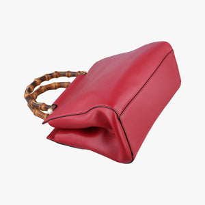 Pre-owned Gucci Bamboo Nymphaea Red Leather 453767 shoulderbag | stylenewstar