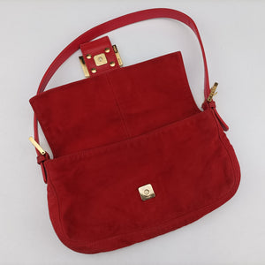 Secondhand Fendi Baguette Red suede 26424 handbag | stylenewstar