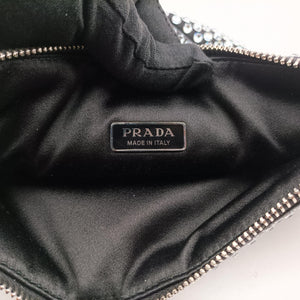 Secondhand Prada Triangle Crystal Black Satin 1BC190 shoulderbag | stylenewstar